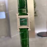Super AAA Quality Hermes Heure H 21 Malachite Green Double Diamond-set Watches